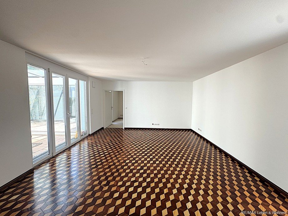 Wohnzimmer mit Wnntergarten Etagenwohnung Dachau